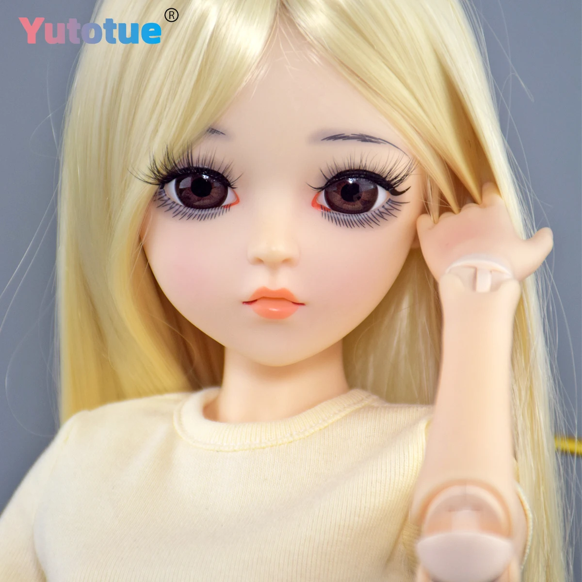 YUTOTUE 60 cm hohe Mädchenpuppe mit T-Shirt, Hose, Schuhe, lange blonde Perücken, lebensechte BJD-Puppenspielzeug im Maßstab 1:3