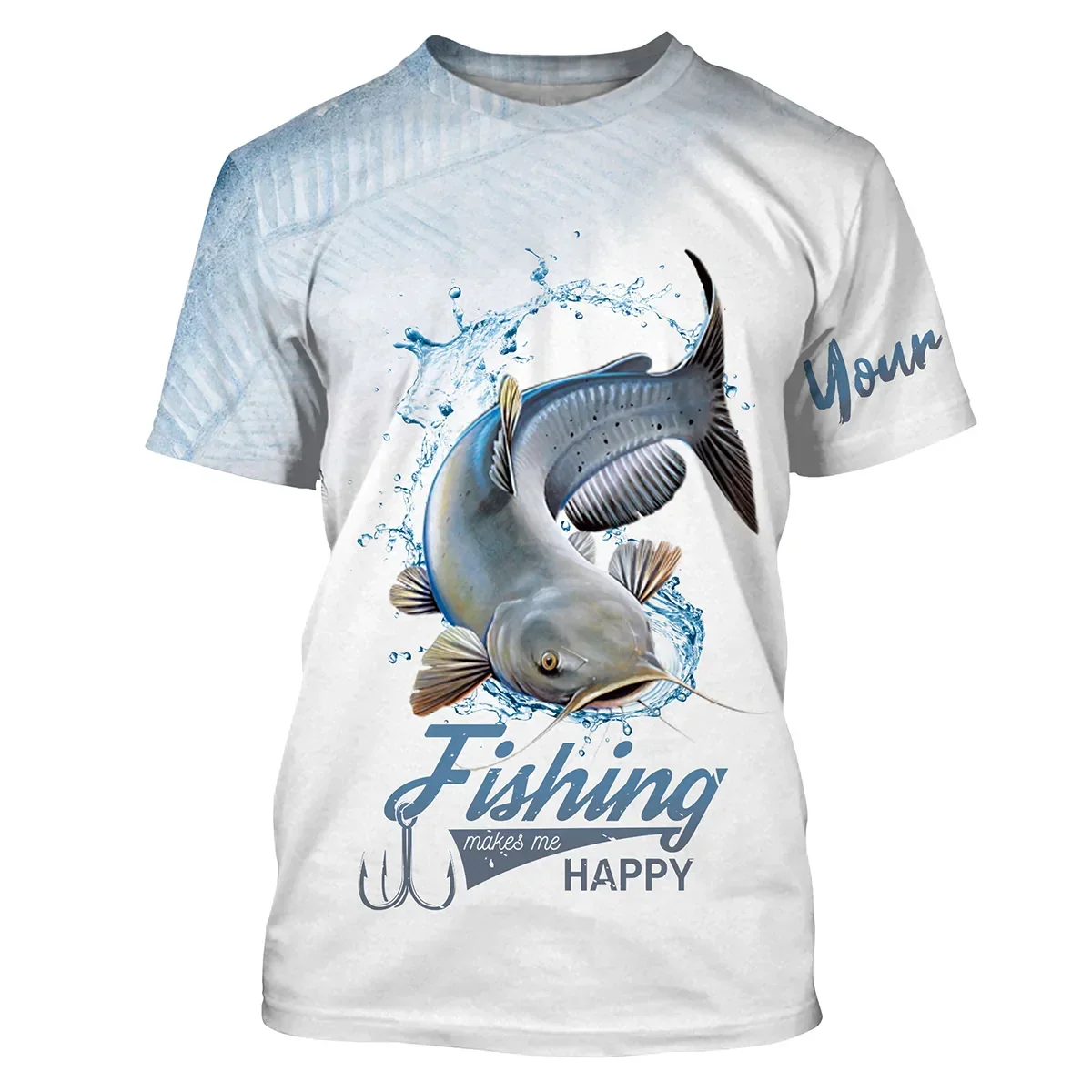 Catfish fishing makes me happy fishing Customize name 3D Printed Mens t shirt Cool Summer style Unisex Casual T-shirt TX273