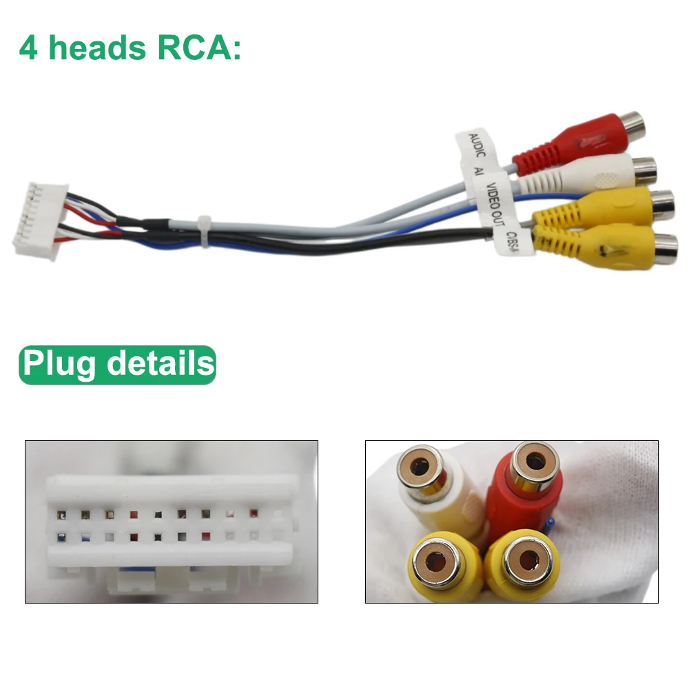 20Pin RCA Cable for Android Car Radio Multimedia Stereo Audio Video Input Output Subwoofer Adapter with External Microphone