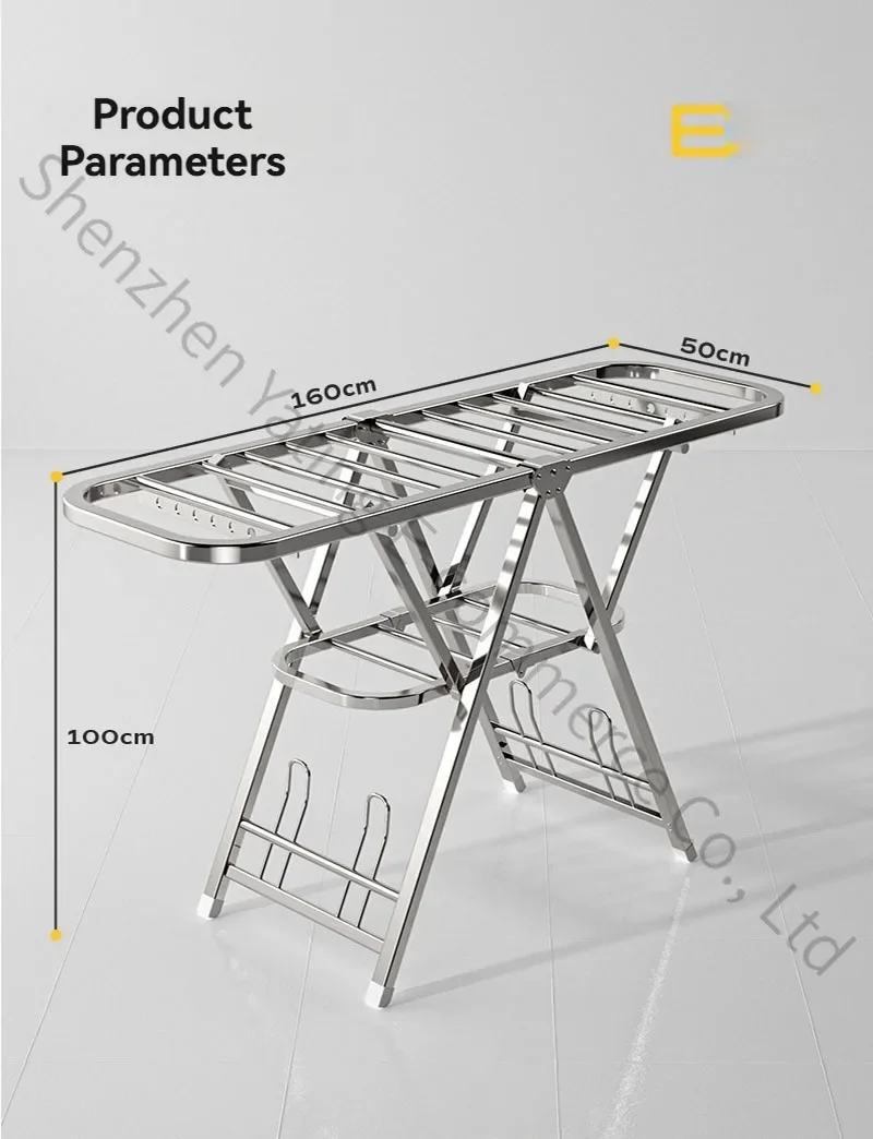 New Stainless Steel Clothes Rack Floor To Ceiling Folding, Indoor Balcony Clothes Rack Cooling Clothes Rack