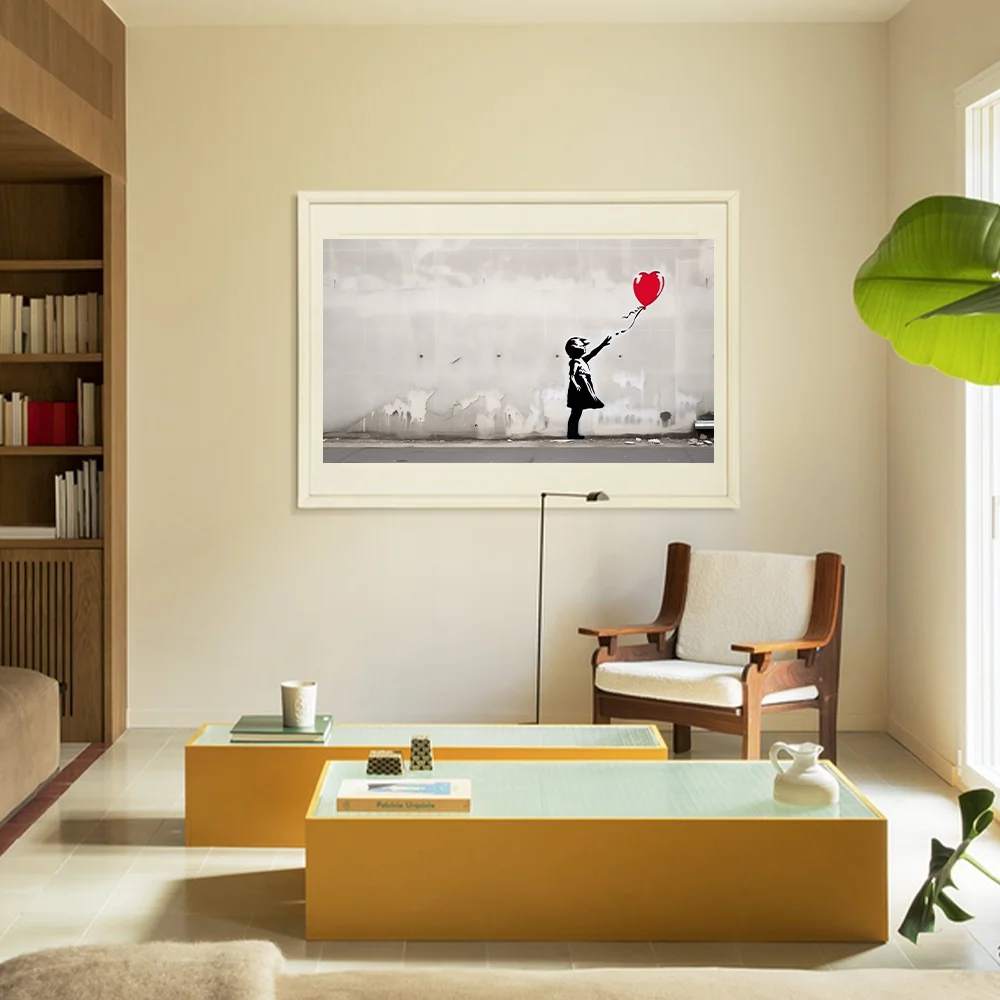 Banksy style graffiti art poster Love balloon canvas painter Living room bedroom study decorative paintings can be customized