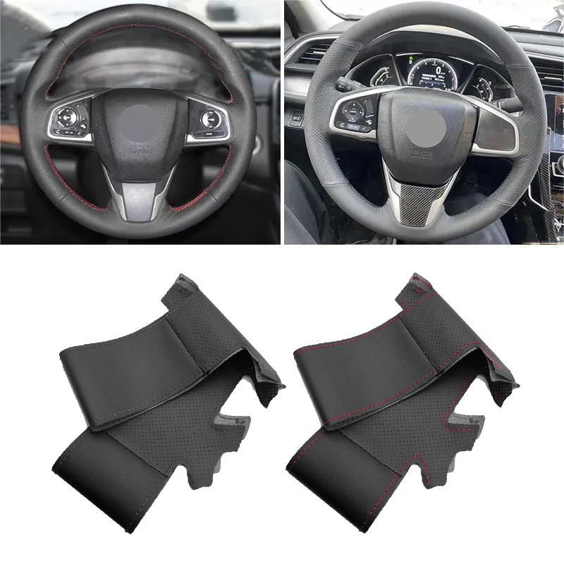 Hand Stitched Black Leather Steering Wheel Cover Fit Honda 10th Civic 2016-2019 CR-V 2017-2019 Clarity 2016-2018