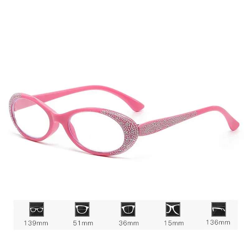 Women\'s Luxury Diamond Reading Glasses Trendy New Far Sight Eyeglasses for Men Ladies Blue Light Blocking Eyewear 0+1.0+4.0