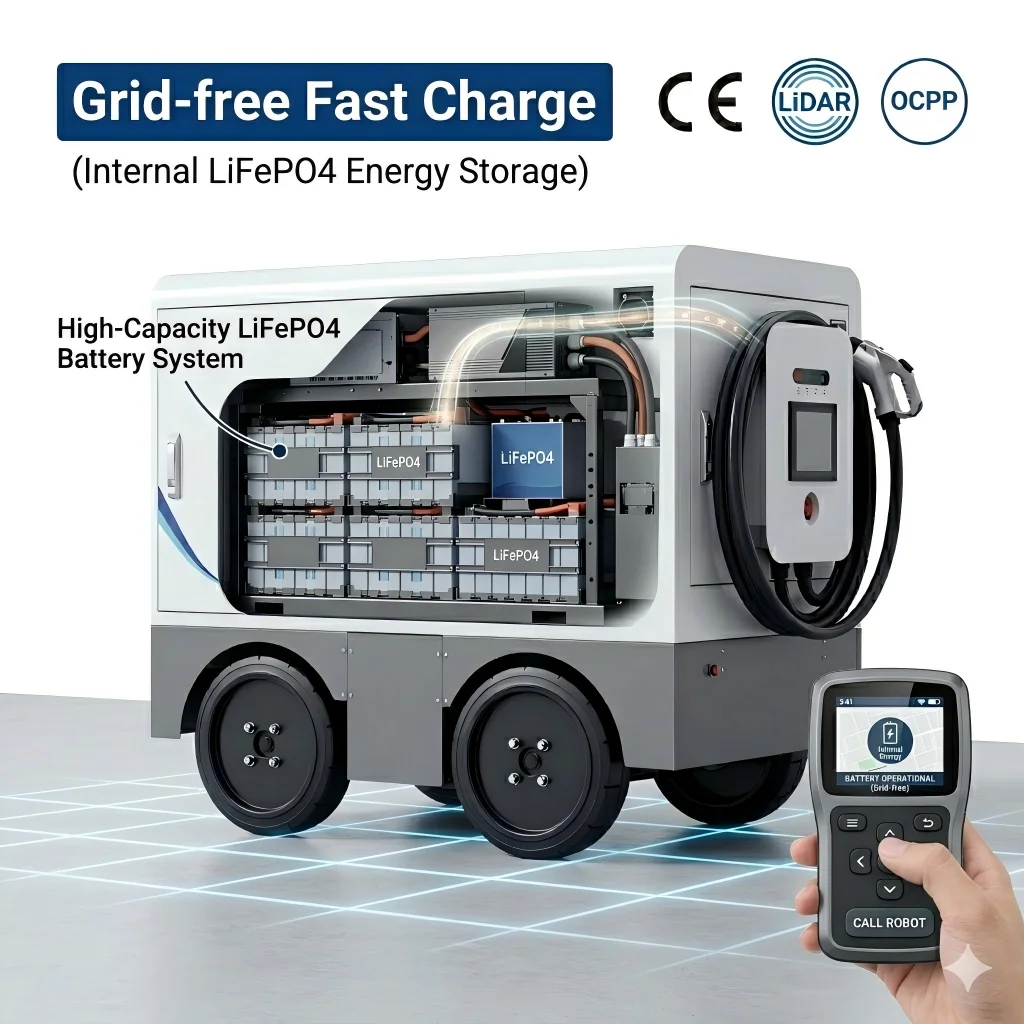 Wheeled Mobile DC Fast EV Charger | Portable OCPP 1.6J Charging Station For Fleet & Event Use