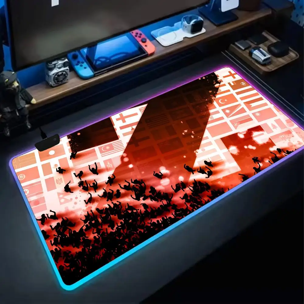 

Коврик для мыши World War Z Коврик для игровой мыши RGB XXL, расширенная поверхность, нескользящий, гладкий, светодиодная подсветка, идеальный настольный коврик