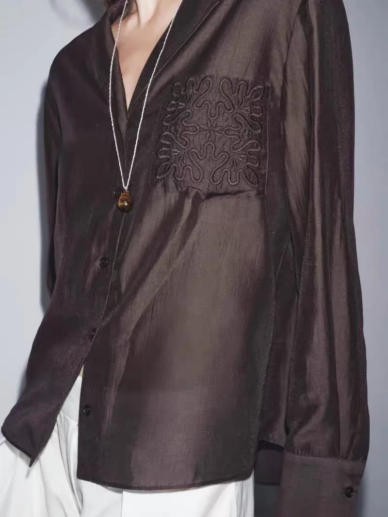 

Новинка 2025, осенняя женская одежда премиум-класса irt, свободная вышитая одежда, декорированный воротник, длинный свек, удобная, дышащая