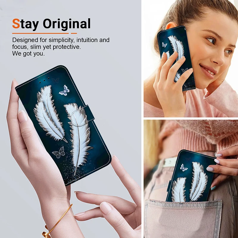 Painted Flip Leather Magnetic Case For Samsung Galaxy A55 A32 a42 A33 A34 a35 A36 A52 A52S A53 4G 5G Cartoon Magnetic Book Cover