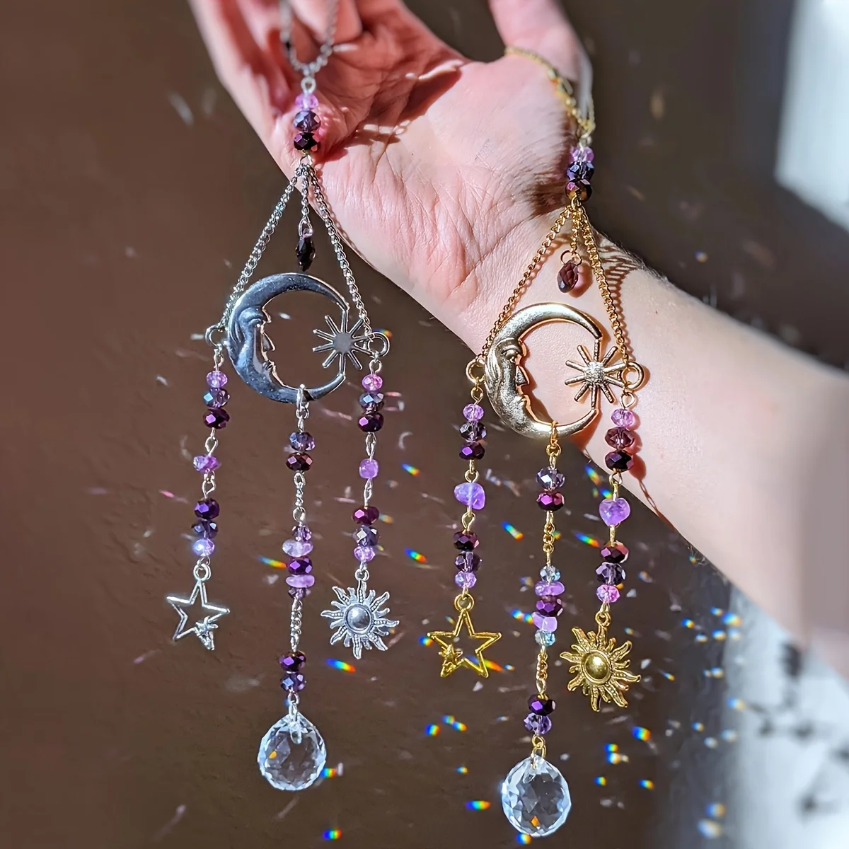 Celestial Moon Goddess Crystal Sun Catcher, Home Decor, Holiday Decoration, Indoor Home Decor, Outdoor Garden Hanging Ornament, Holiday Gift