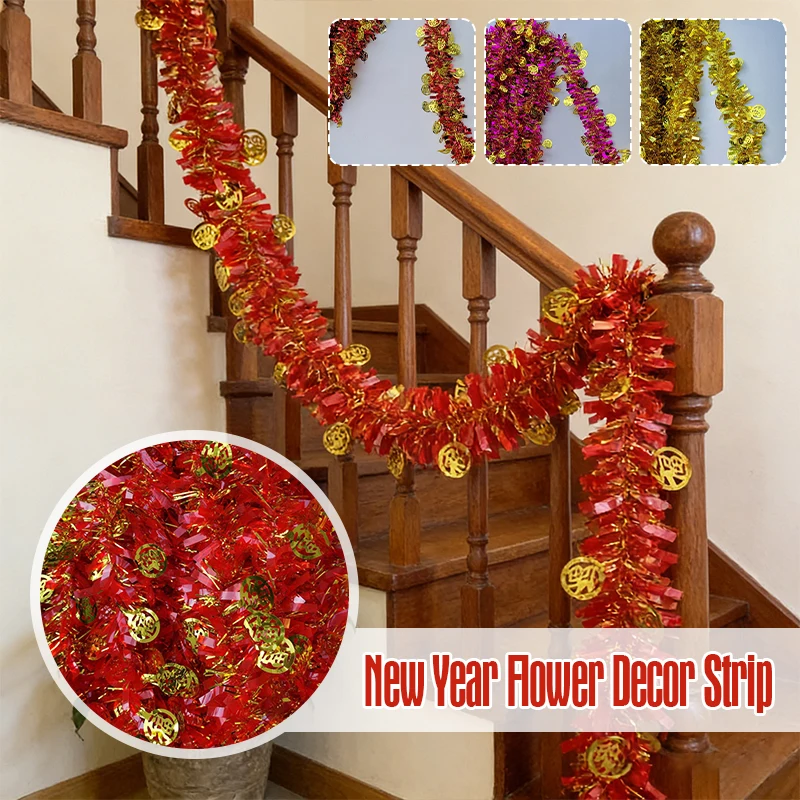

10 Pcs New Year Flower Decor Strip Shopping Mall DIY Atmosphere Decoration Home Festival Xmas Tree Stairs Hanging Pendent