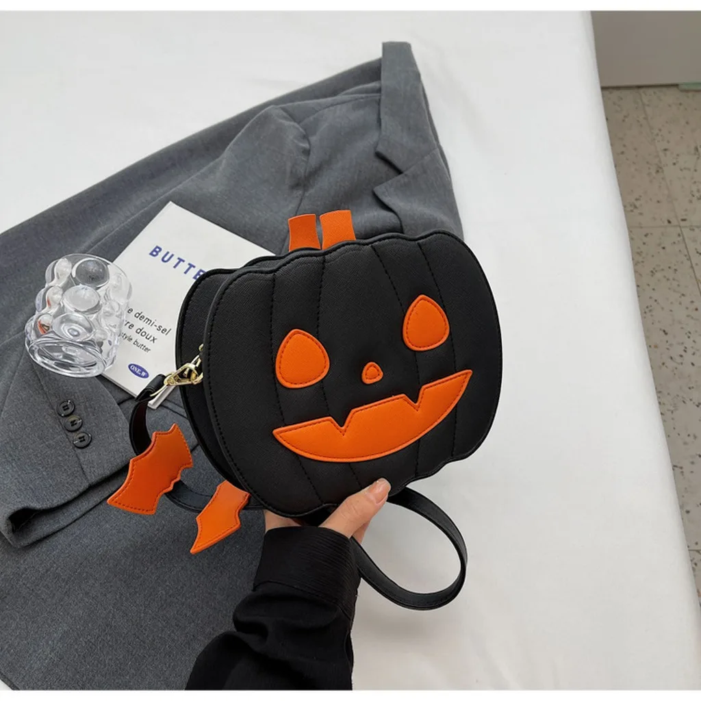 Color Block Shoulder Bag Creative Pumpkin Crossbody Bag Women'S Pu Leather Bag Color Block For Casual Dates Shopping Shoulder
