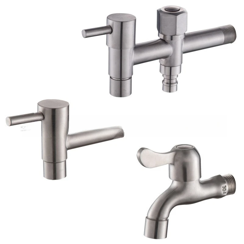 

Wall Mounted Brushed Outdoor Bibcock Garden Wash Basin Mop Lengthen Faucet Garden 304 Stainless Steel Garden Faucet