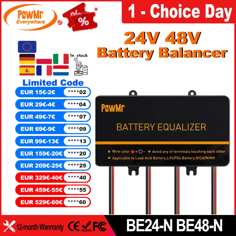 PowMr eu Batterie Equalizer Spannungs schaukel kann 24V 48V Solar Power Bank für Lebensdauer Batterie zur Verlängerung der Lebensdauer ausgleichen