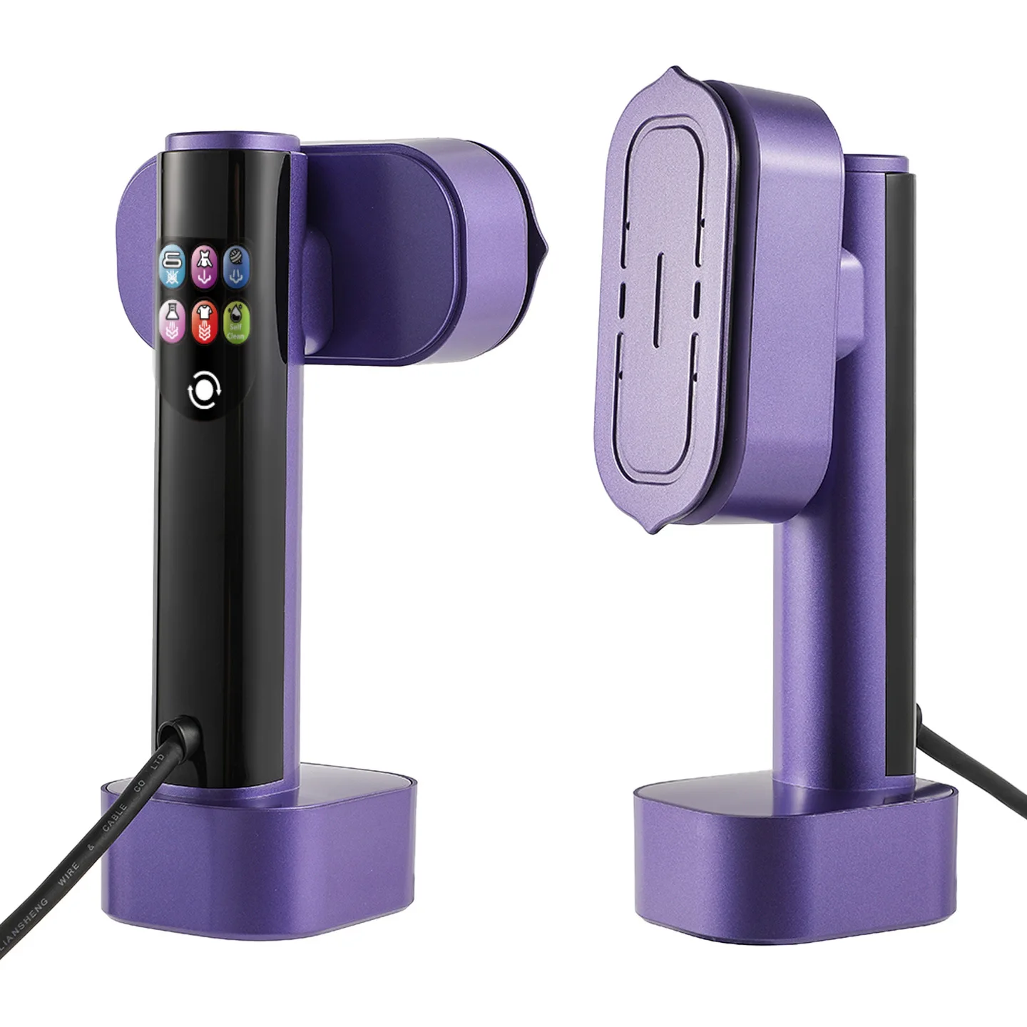 مكواة بخار محمولة مع شاشة LED برأس دوار، تقنية إزالة التجاعيد المطورة لمدة 15 ثانية، درجة حرارة ذكية قابلة للتعديل