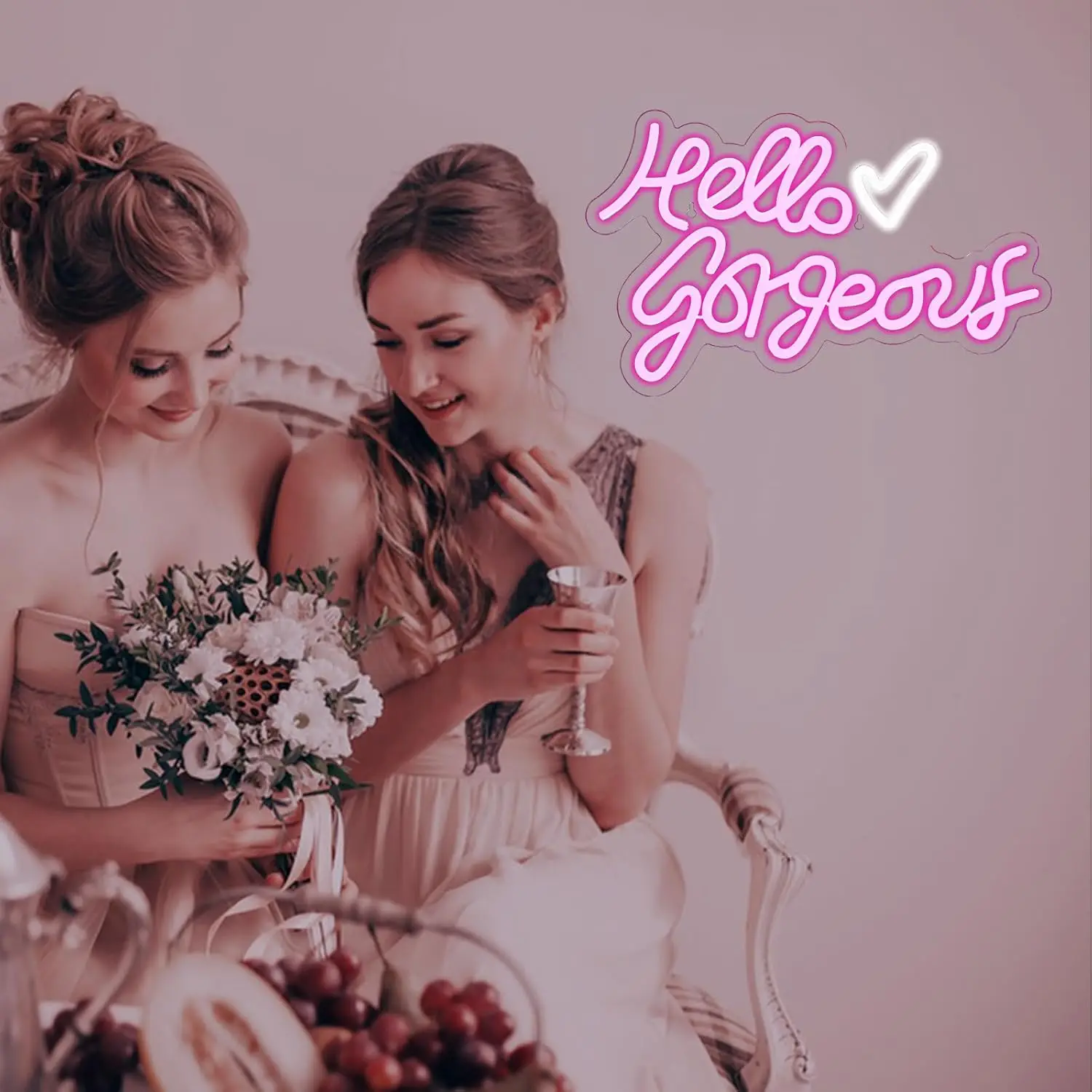 Hello Gorgeous Neon Sign USB Dimmable LED Light Up Signs for Bedroom Room Bachelorette Birthday Engagement Party Wedding Decor