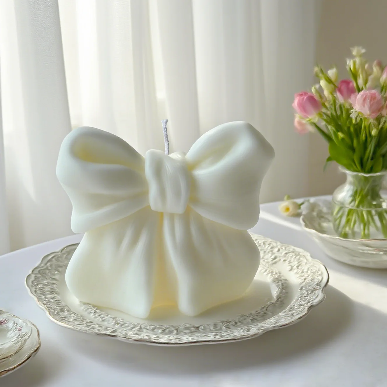 แม่พิมพ์โบว์ผูกโบว์ซิลิโคนสำหรับทำเทียนไข, เรซิ่นอีพ็อกซี่, ปูนปลาสเตอร์, งานฝีมือตกแต่งบ้าน, ของขวัญงานแต่งงาน, ของชำร่วยงานปาร์ตี้, เครื่องประดับ