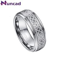 Nuncad Men's 8mm plating Laser Knot Brushed Tungsten Carbide Wedding Band Rings Polished Step Comfort fit Size 6-14