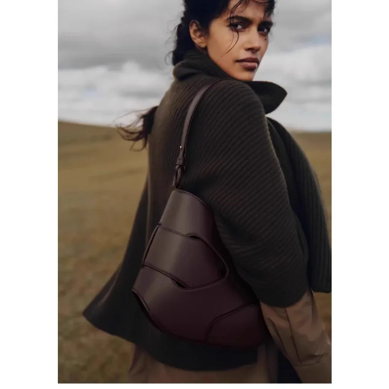 Sac à bandoulière en cuir lisse pour femmes, modèle 2025, édition limitée automne-hiver, Design torsadé, sac à bandoulière et sac messager