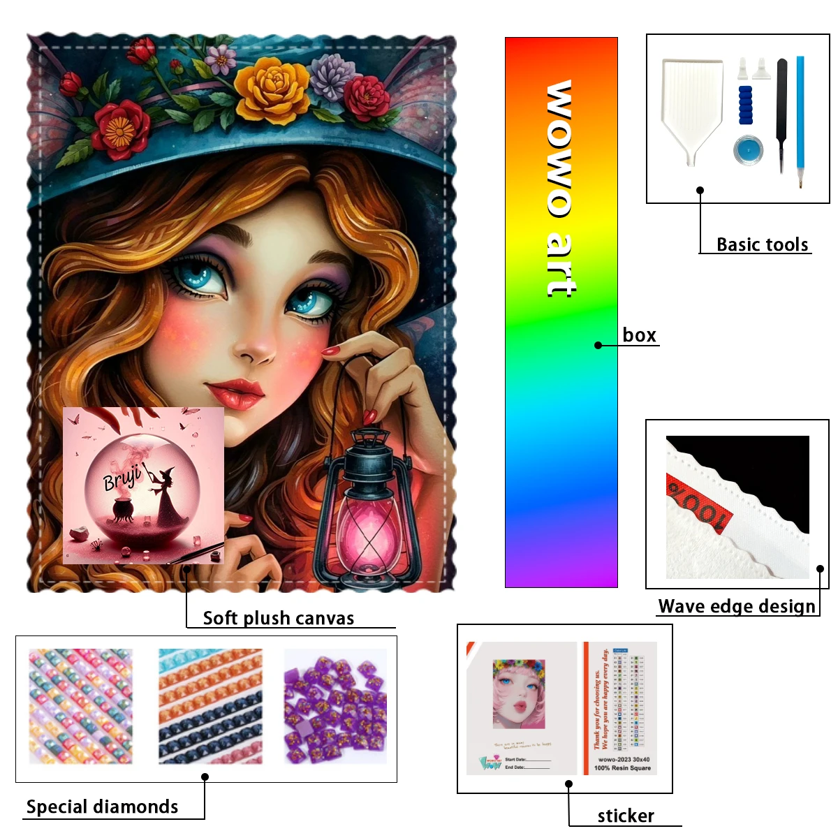 【Bruji_ Diamond Art】Green pupila chica con lámpara de queroseno en la  Crystal AB Rhinestone FD Rhinestone Perfect Resin Diamo