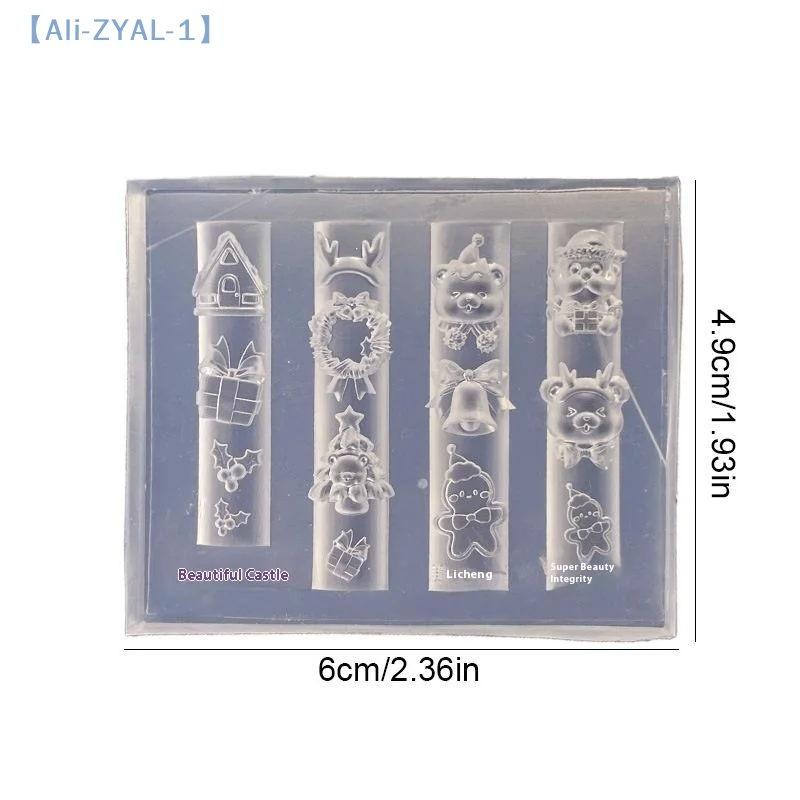 【ZYAL-1】1Pcs Christmas Snowman Christmas Tree 3d Nail Mold Santa Claus Nail Decorations Diy Design Silicone Manicure Mold