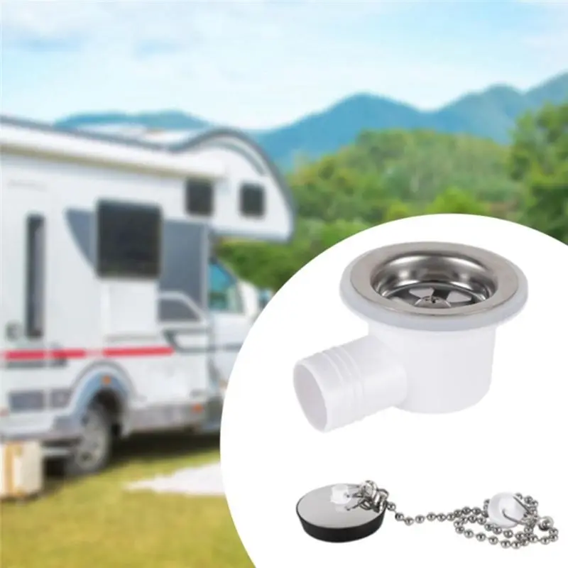 Eco-Friendly Sink Waste Drain Plug Hole Angle Fitting, Waste Plug Sink Basin Drain Filter For Motorhome Boat, Without Tube