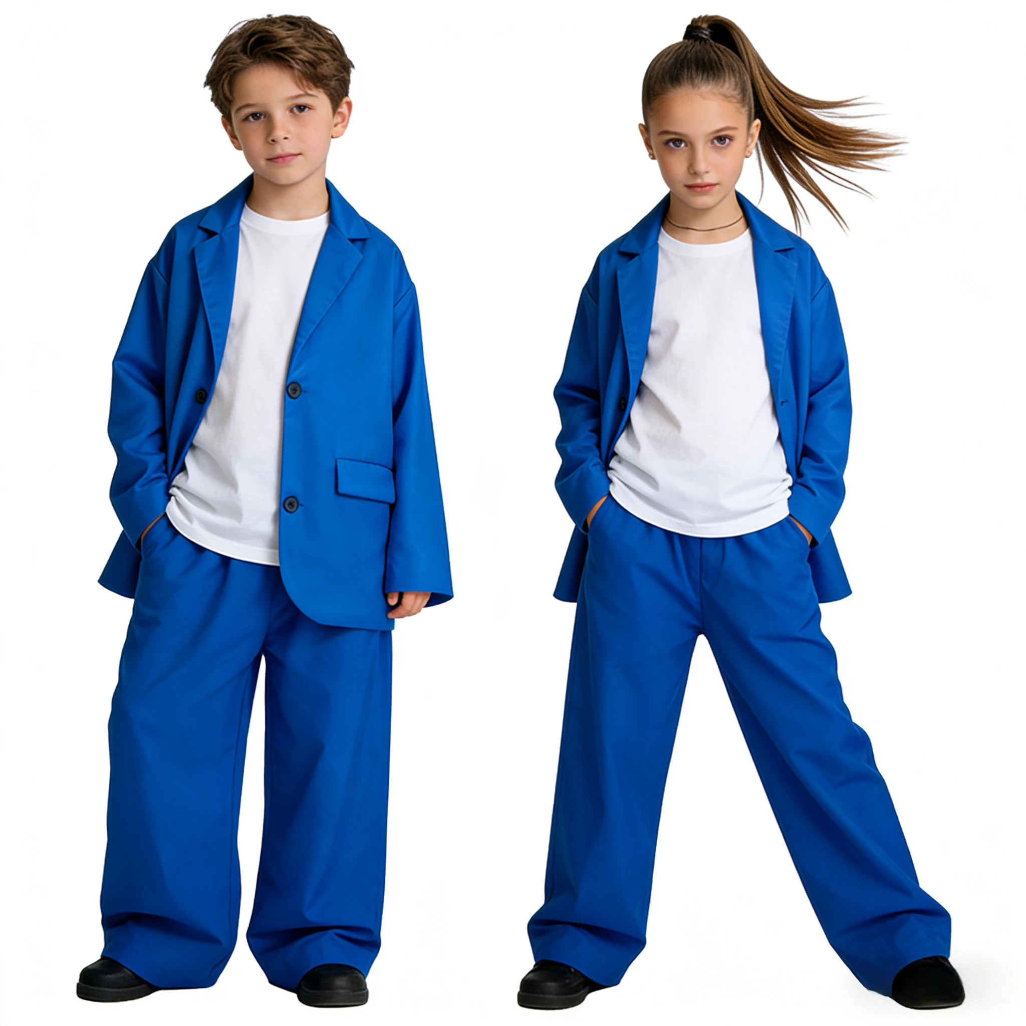 Suit for Girls Autumn Casual Long Sleeve Blazer Pants Two Pieces Children Costumes Formal Black Jacket Set Boys 10 12 13 Years