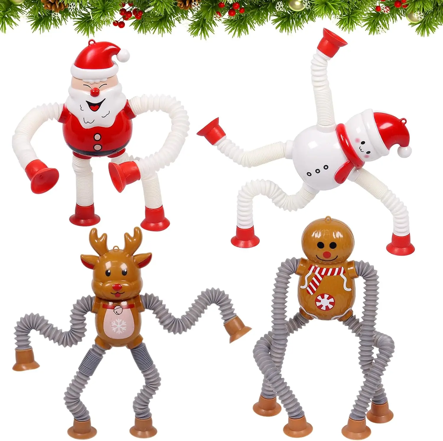 Christmas Pop Tubes Sensory Toys Telescopic Suction Cup Fidget Toys Stocking Stuffers Christmas Party Favors for Boys Girls