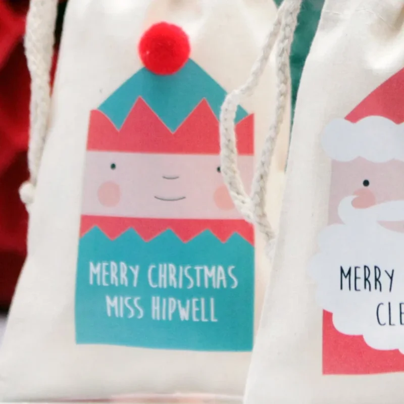 4-PACK Personalised Marry Christmas Gift Bags with Hairball Santa Rudolph Stocking christmas packaging Christmas Decoration xmas