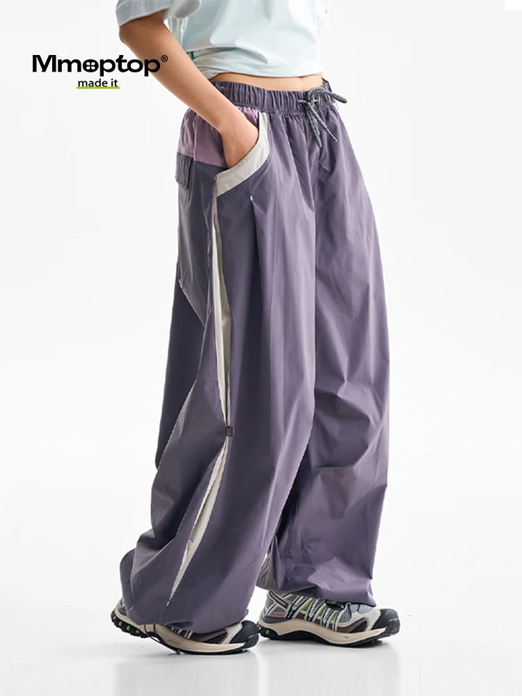 

MMOPTOP American Functional Loose Wide Leg Pants Men Women Purple Drapey Slimming Casual Long Trousers Color Blo Pants