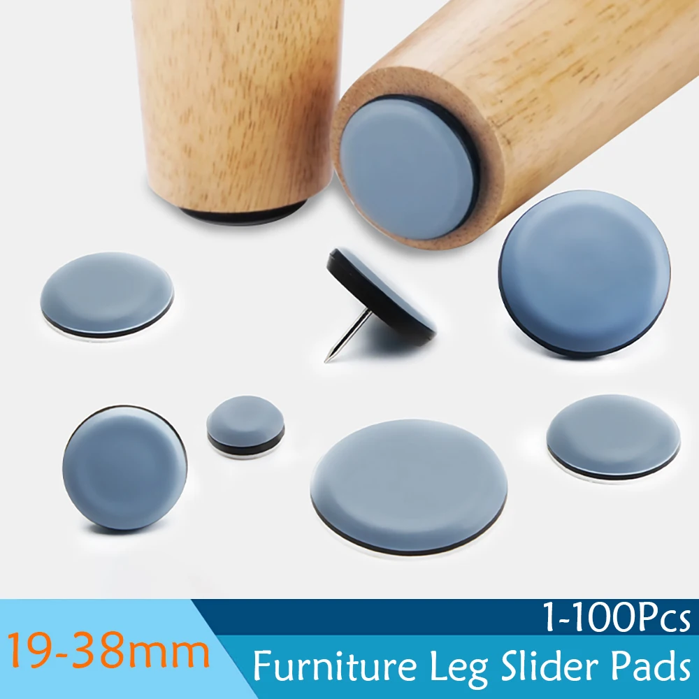 

19-38mm Furniture Leg Sliders Pads With Nail Feet Furniture Moving Gliders Mover Floor Protector for Tables Sofas Recliners