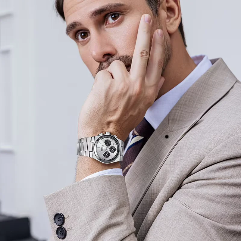 2024 Luxury Fashion Watch Men Mark Fairwhale Classic Multifunction teel Quartz Watch Waterproof Business Wristwatch Dropshipping