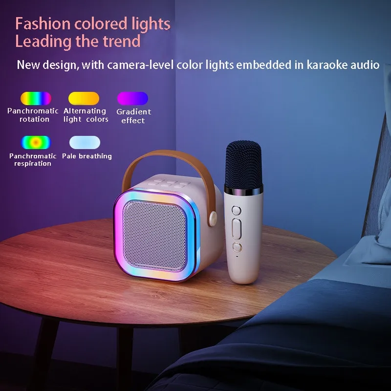 K12 Karaoke Machine Portable Bluetooth 5.3 PA Speaker System with 1-2 Wireless Microphones Home Family Singing Kids Xmas Gifts