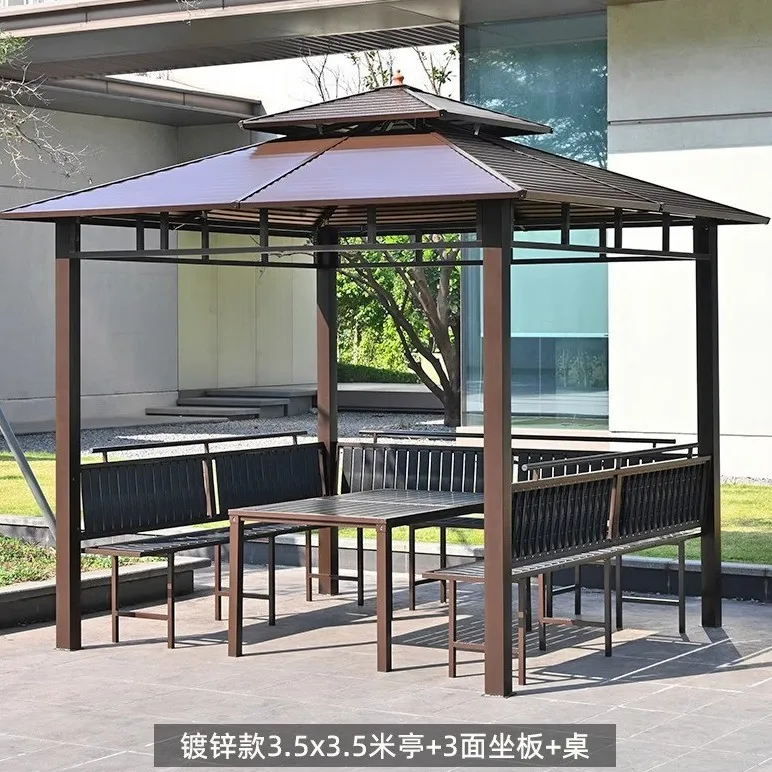 Chinese-style outdoor gazebo sunshade tent outdoor open-air simple garden aluminum alloy pavilion courtyard villa four-column