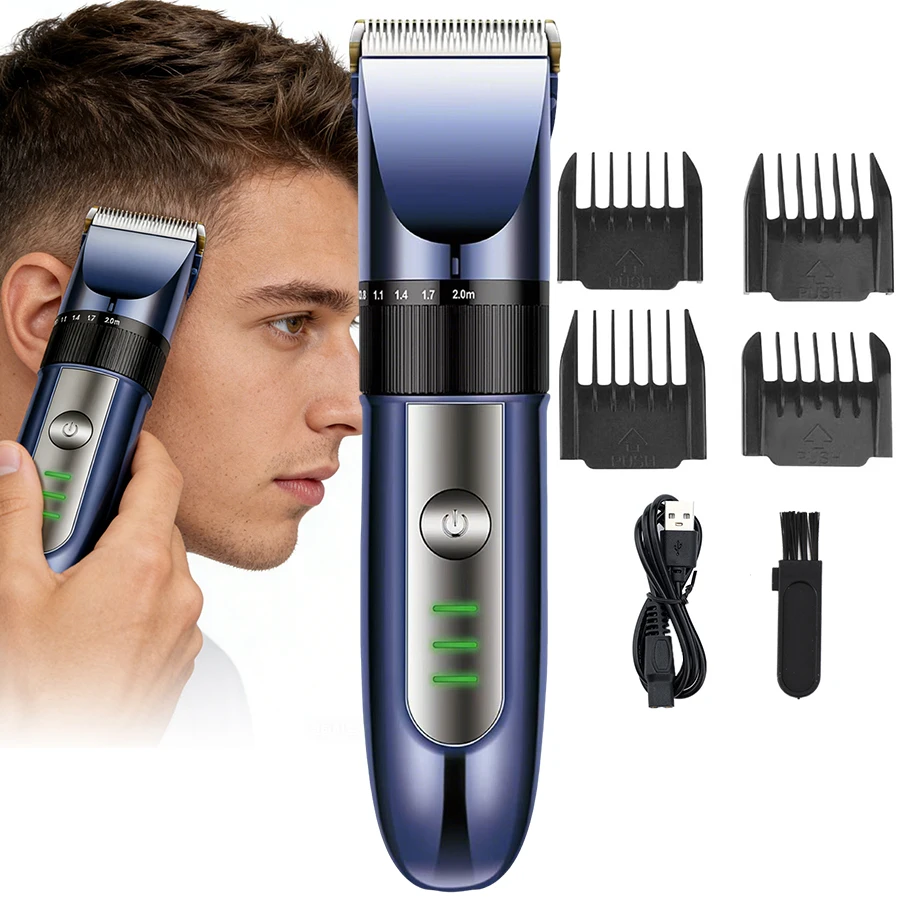 Men's Electric Hair Clipper, USB Charging, Including a Variety of Sizes of Limit Combs, Which Is Suitable for Personal Use