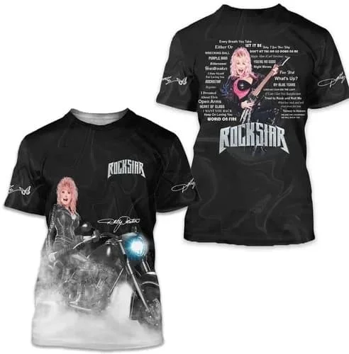 Neues Dolly Parton T-Shirt Unisex Doppelseitiges Porträt Kurzarm-Oberteil Country-Musik-Fan Lässige Streetwear T-Shirts Familien-Partnerlook – Detail 7