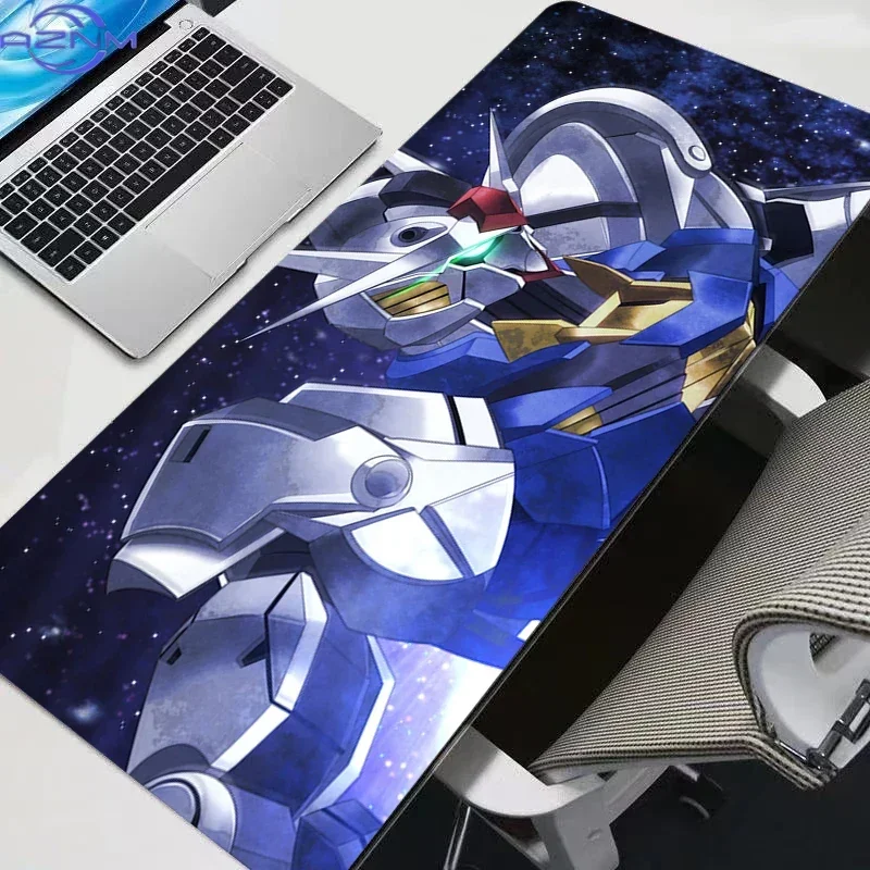 Blue Starry Sky Anime Mecha Robot Print Mouse Pad, Rubber Non-Slip Base, Smooth Fabric Gaming Desk Mat for Desktop Gaming and Of