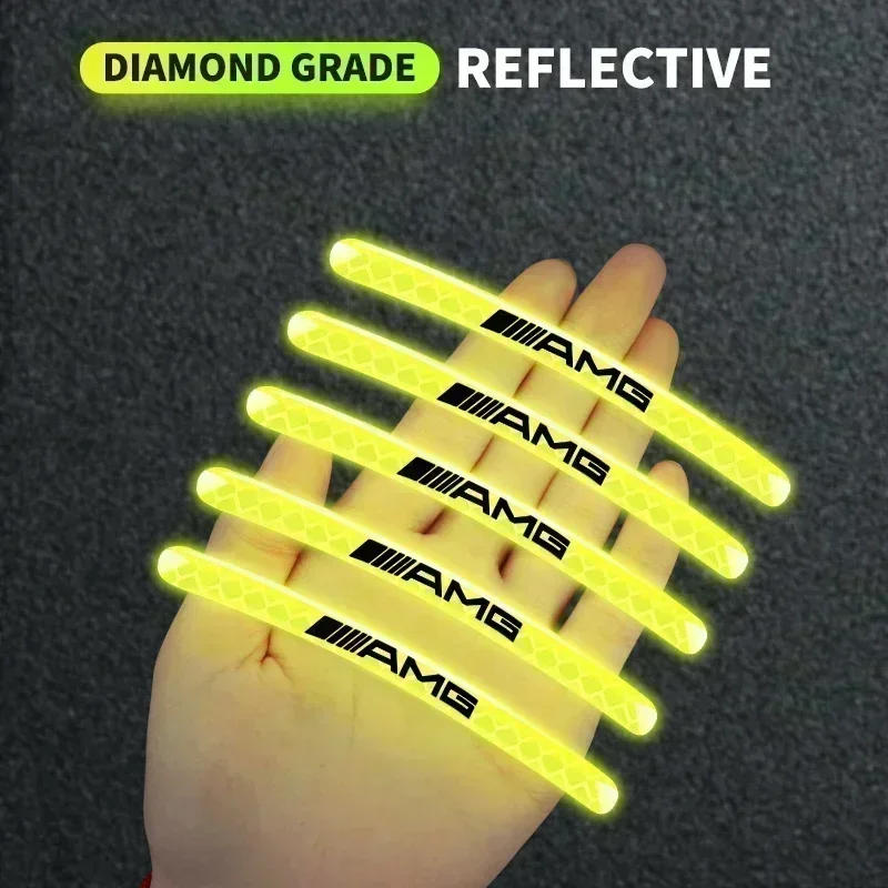 5/10/15/20Pcs Car Motorcycle Wheel Reflective Strips Colorful Hub Stickers For Mercedes Benz AMG W204 W205 W212 W213 W221 W117
