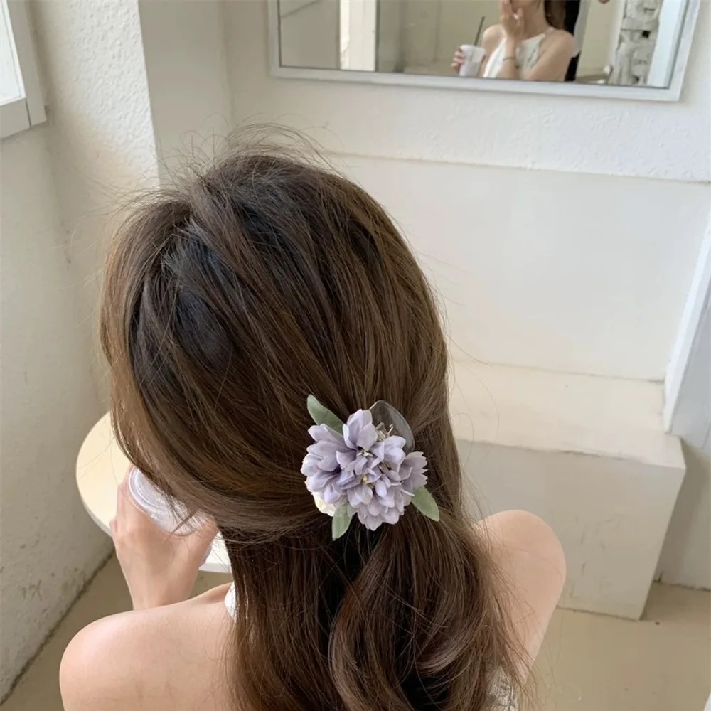 Cloth Flower Hair Clip Seaside Vacation Style Artificial Flower Hairpin Duckbill Clip Headdress Bohemian Style Hair Clip Beach
