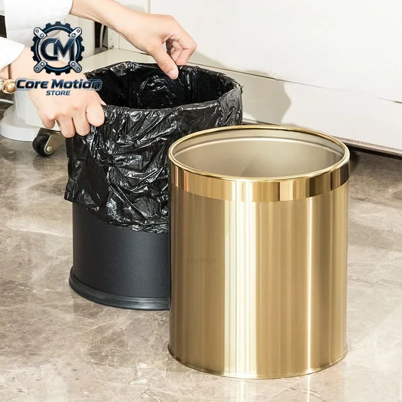Luxury Golden Dustbin Morden Trash Can Odor Proof Waste Bucket Hotel Cleaning Tools for Home Kitchen Bathroom Living Room