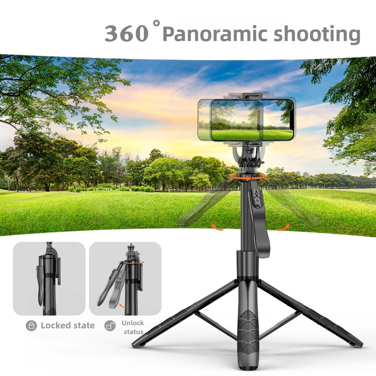 1.55m Selfie Stick Tripod with Remote Control Panoramic Ball head Holder for iOS Android Smart Phone Selfie Stick Stabiliser