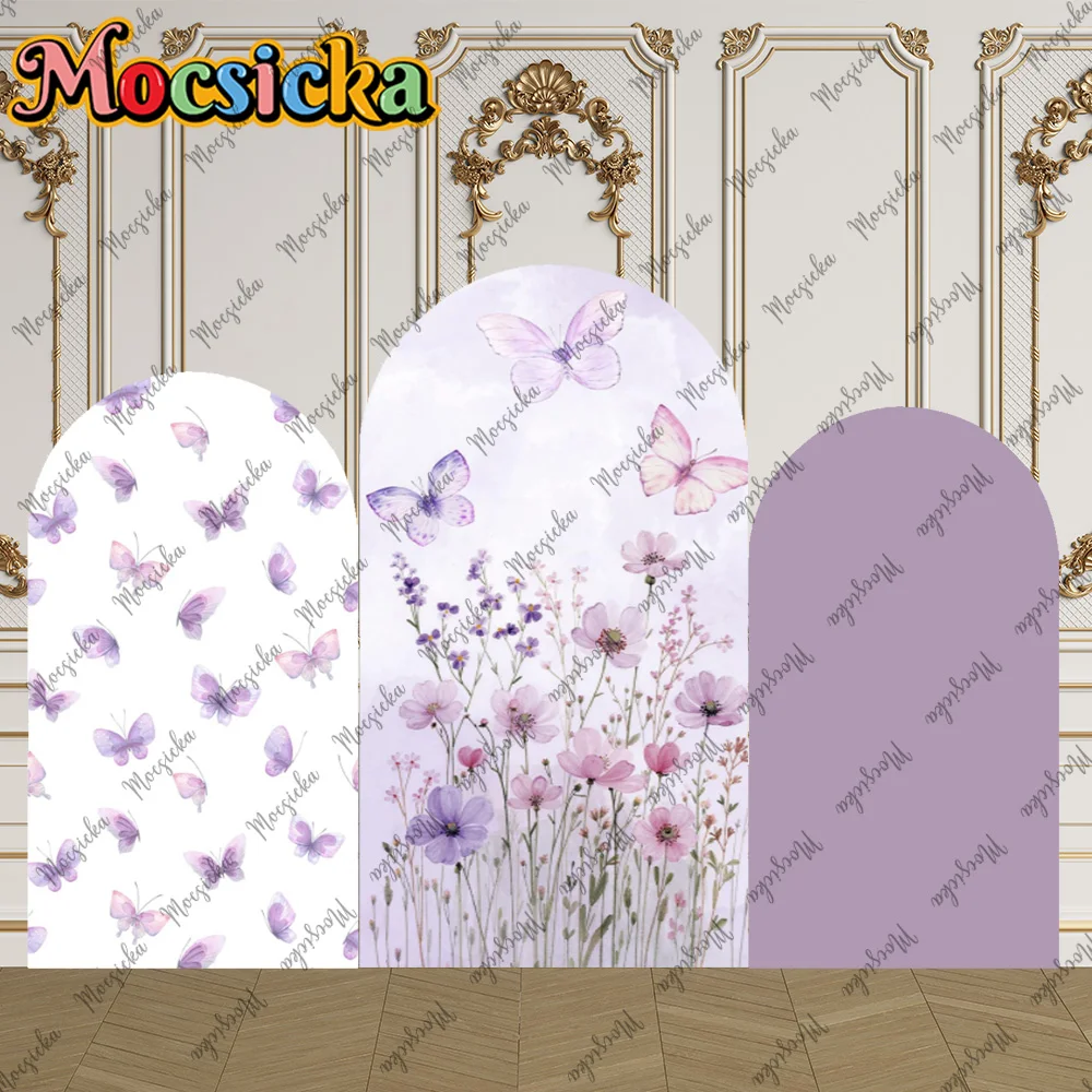 

Двусторонний фон Mocsicka с акварельными цветами и бабочками для фотосессий: настенный декор для детских праздников, новорожденных, первого дня рождения