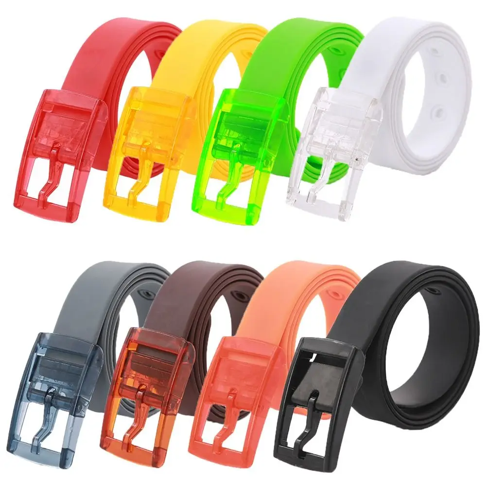 Candy Color Luxury Brand Design Silicone Belt Couple Casual Square Pin Buckle Belt Metal Free Waistbands