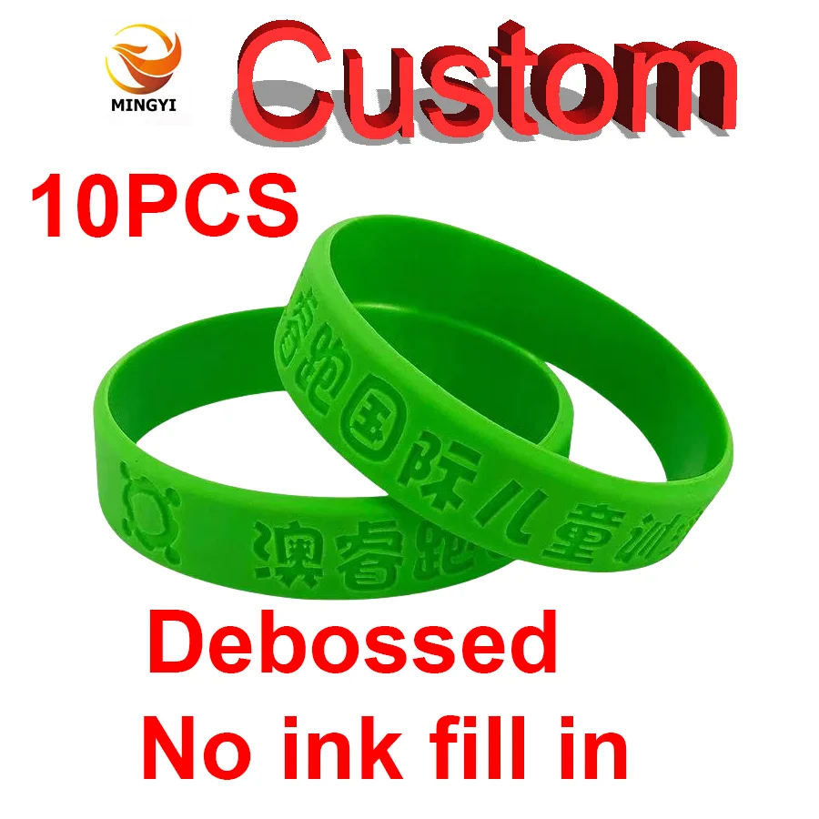 

10PCS Debossed Bracelet Without Color Fill In Customizable LOGO ID SOS Bracelet Engraved Custom Silicone Wristband