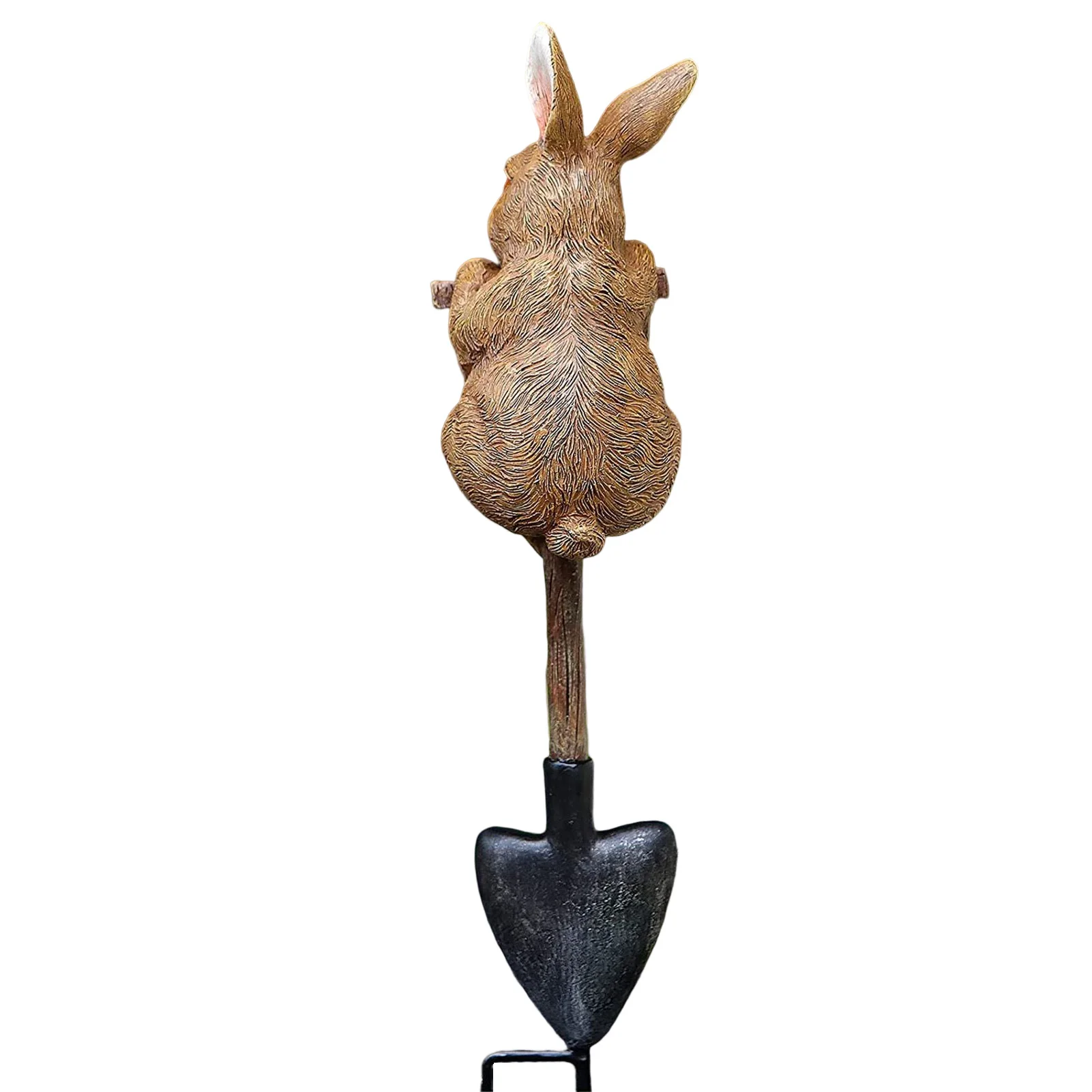 Gnomes Rabbit on Shovel Figurine Cute Vivid Landscape Resin Sculpture for Christmas Gift Birthday Gift