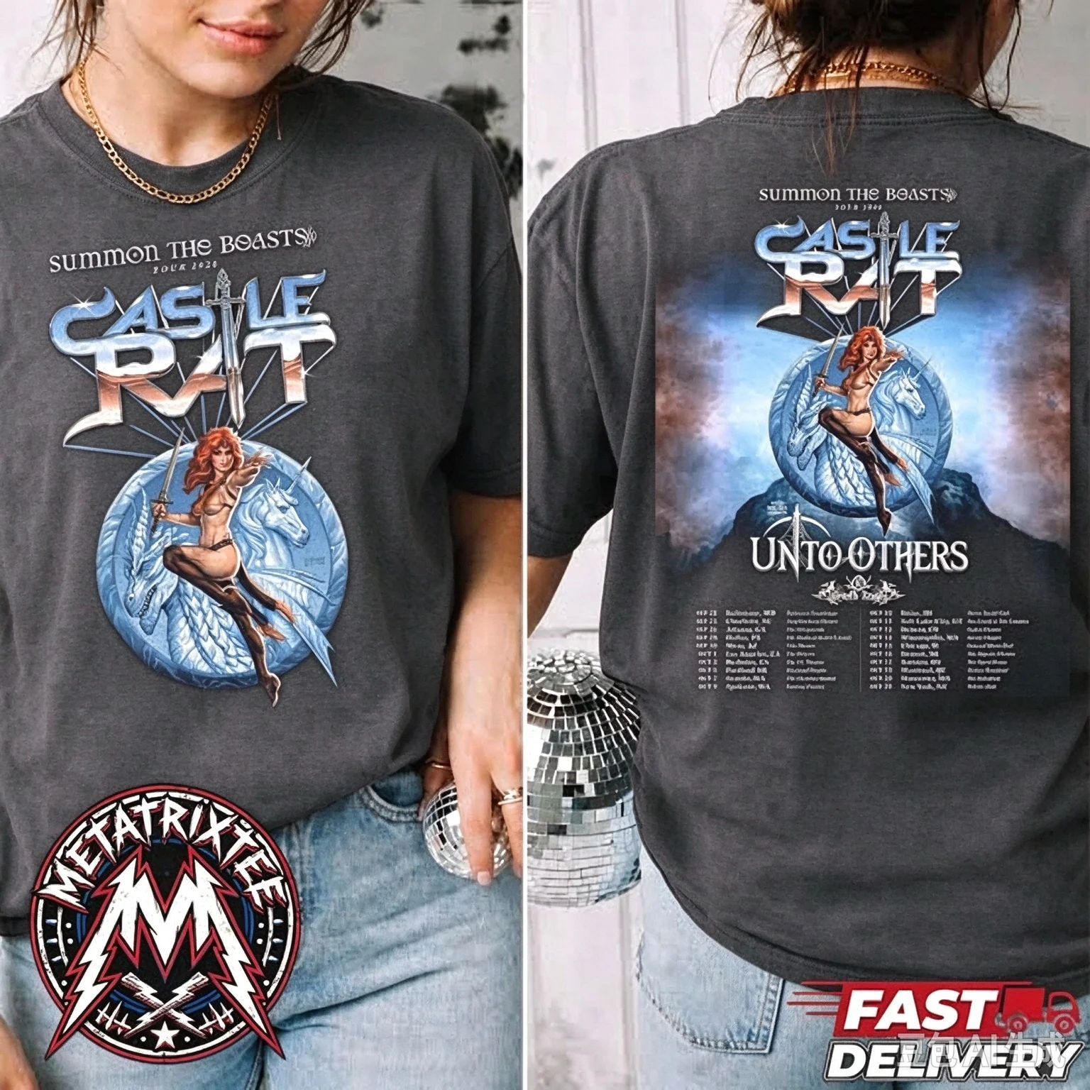 Castle Rat Summon The Beasts Tour 2026 Suitable for Other Tour Dates Pattern Doom Metal Men's and Women's Short Sleeved Shirts