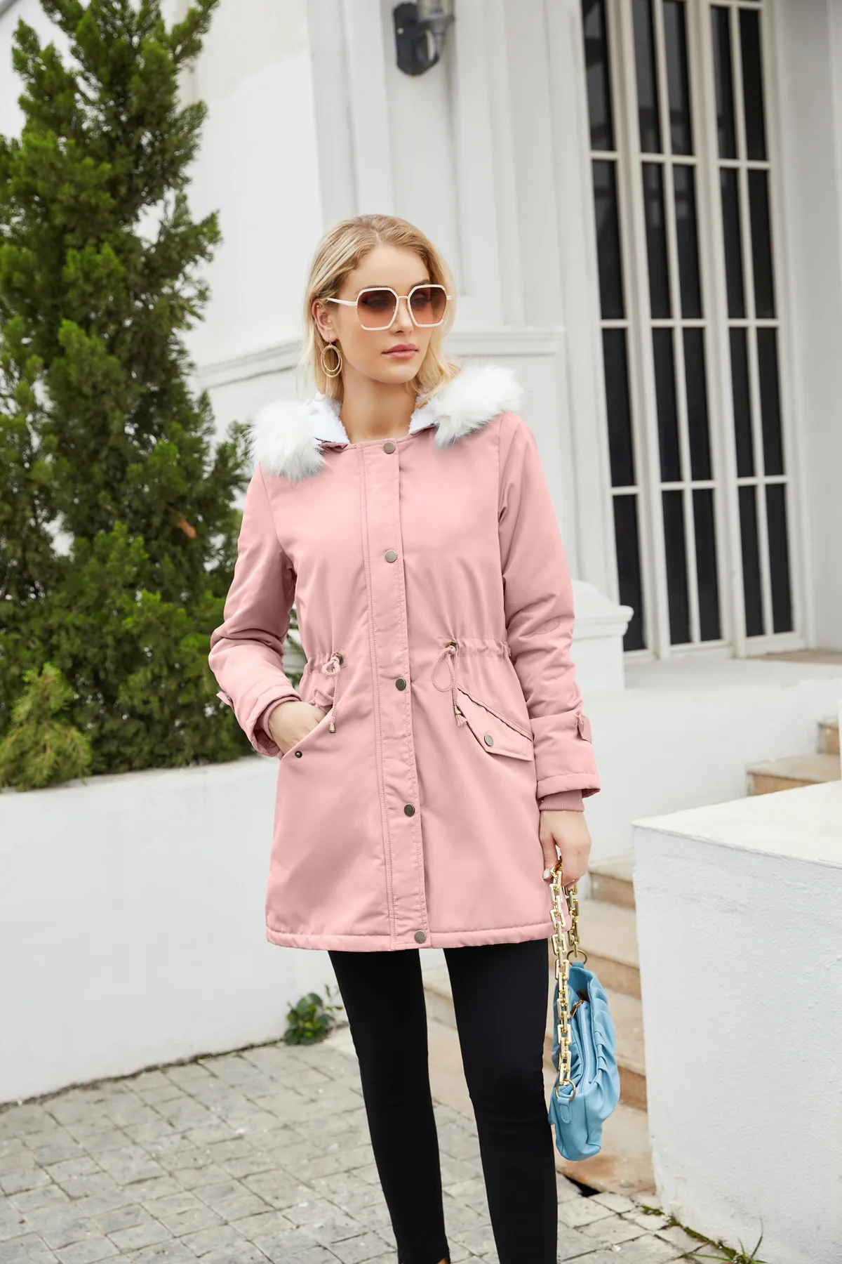 Jaqueta longa feminina gola de pele capuz inverno para baixo jaquetas casacos parkas acolchoamento quente algodão acolchoado jaqueta outwears hwy0377