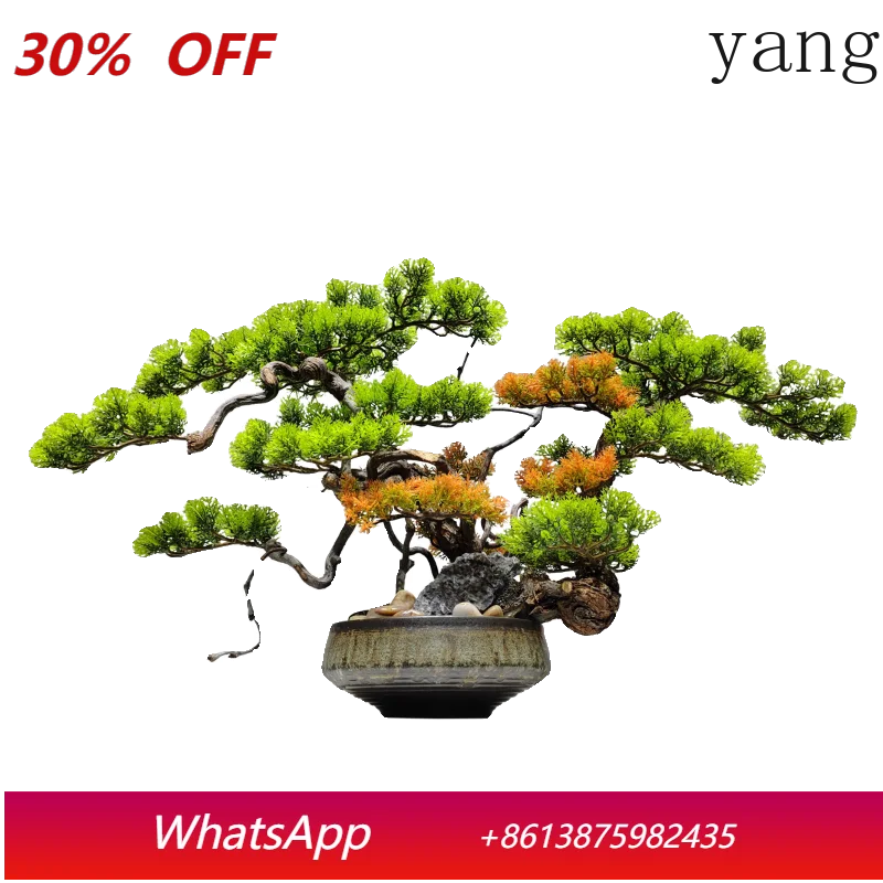 

Yjq new Chinese style immortal welcome pine green plant bonsai sales office model room hotel aisle floral ornament