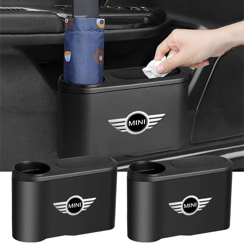 Hanging Car Trash Can Auto Emblem Garbage Box Accessories For MINI Cooper Fridge One S F56 R57 R58 R60 JCW Countryman Clubman