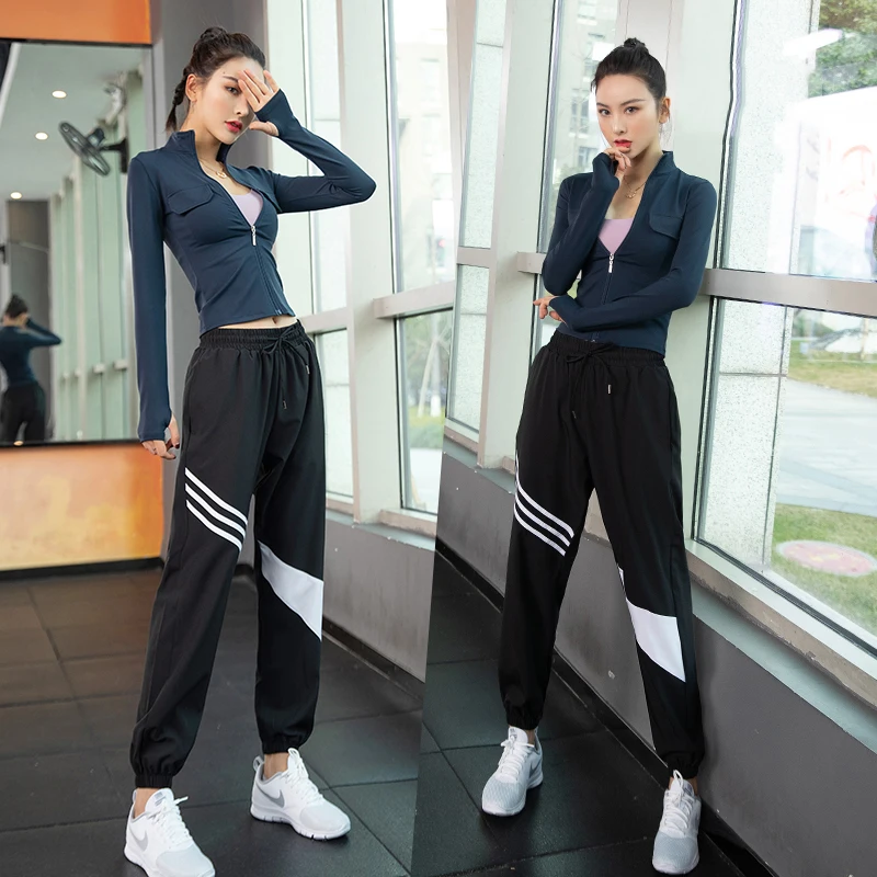 Yoga Pants Women Drawstring Waist Jogging Pants Running Trousers Loose Thin Gym Sweatpants Elastic Baggy Harem Pant