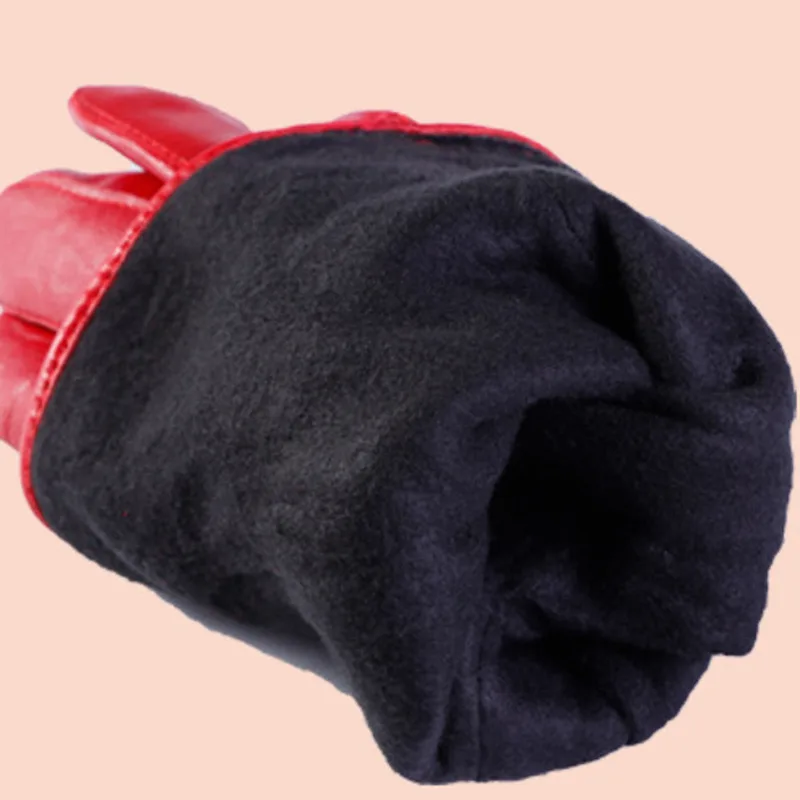 Ladies Sheepskin Gloves, Bow Decoration, Warm Plush Velvet Lining, Genuine Leather Glove, Outdoor Protection, Winter Fashion