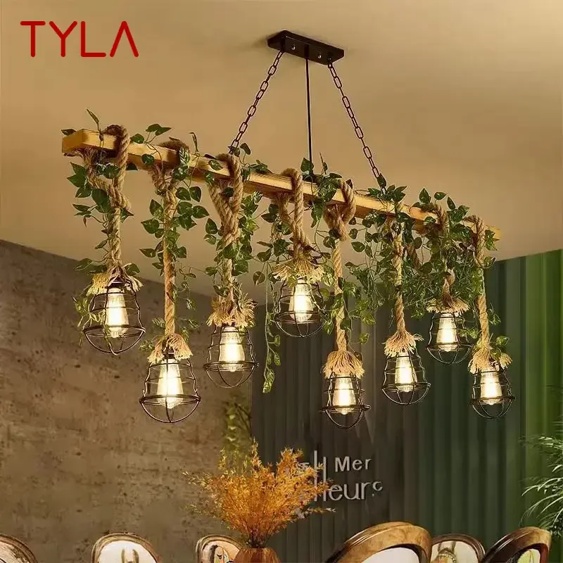 TYLA American Country Pendant Lamp Retro Creativity Plant Music Restaurant Cashier Counter Bar Cafe Milk Tea Shop Chandelier